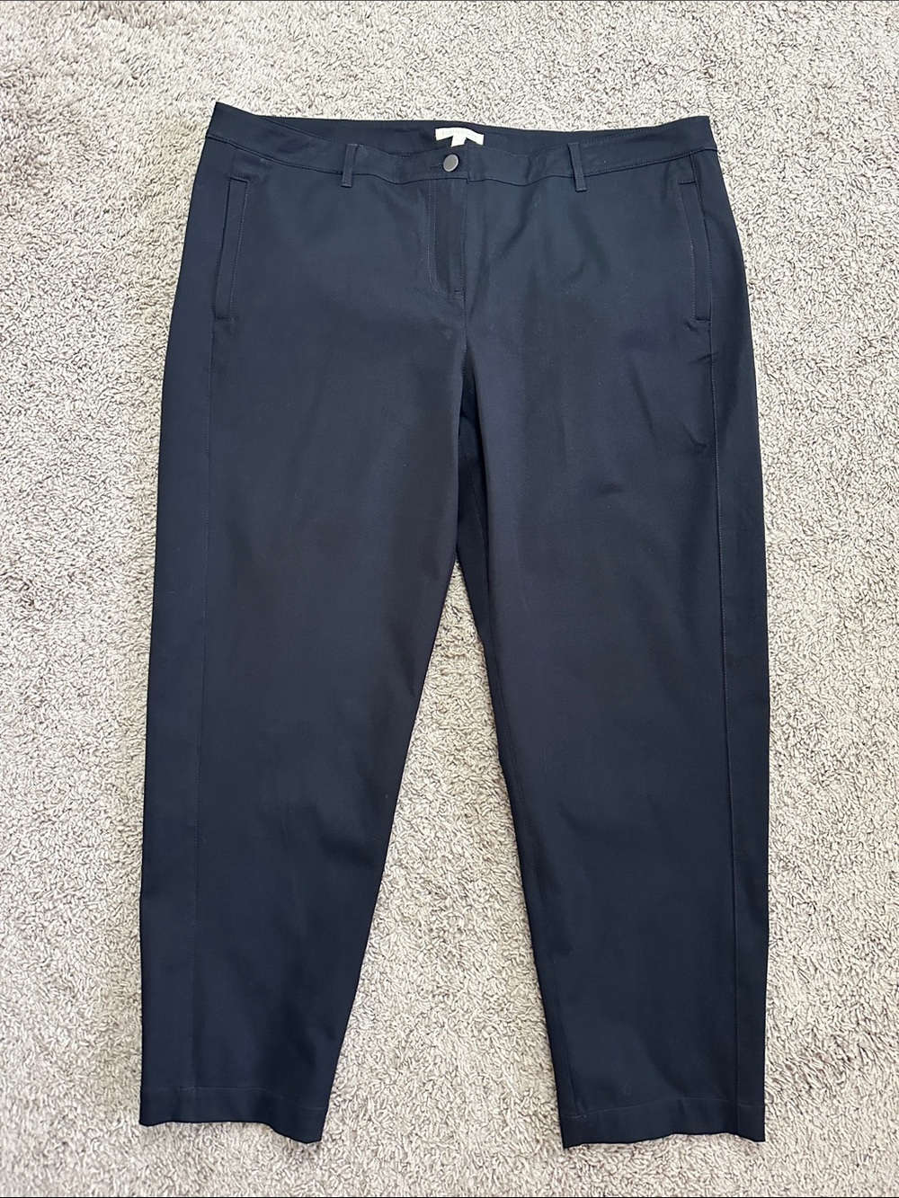 NWT Eileen Fisher ORGANIC COTTON BLACK SLIM ANKLE PANT - Picture 2 of 11